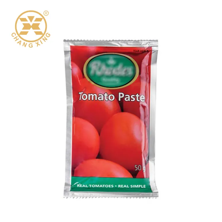 Custom Printed Food Grade Plastic Ketchup Sachets Tomato Paste Packaging Materials Automatic Packaging Film Roll