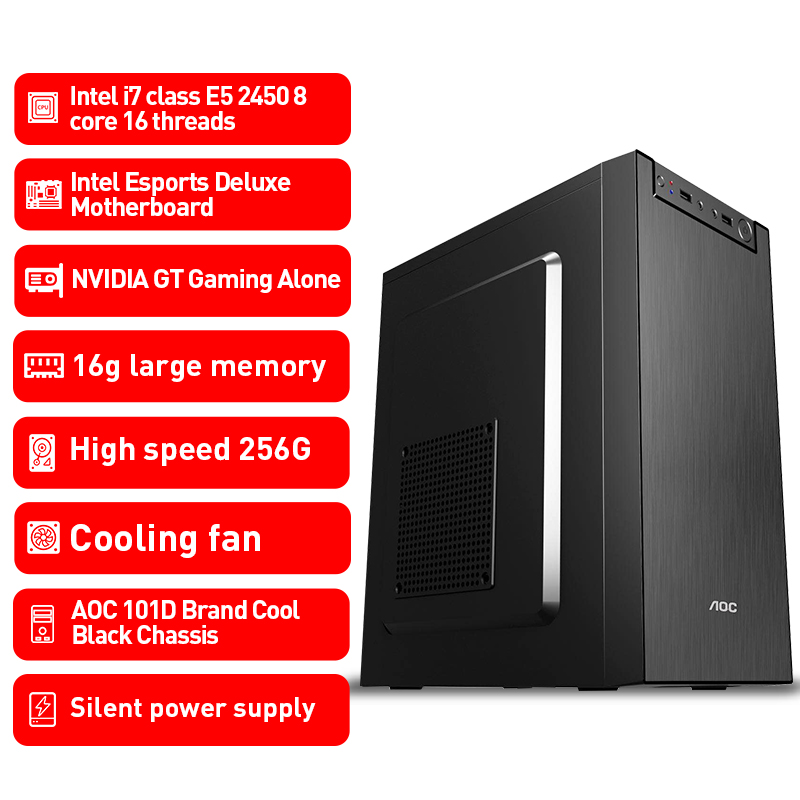 JIESHUO игровой Настольный ПК компьютер Whit Intel i7 CPU материнская плата высокопроизводительная GT графическая карта 256G SSD 16G память