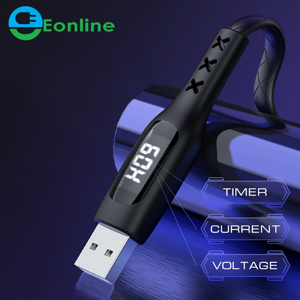 Eonline usb зарядный кабель типа c с таймером дисплей синхронизации данных синхронизации быстрое зарядное устройство для Samsung Xiaomi Huawei usb type-c быстрой