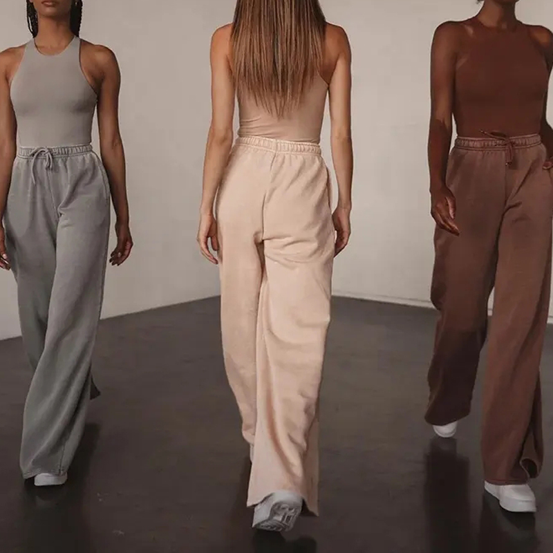 Women's Trousers 2024 Fall Winter Fashion Women Clothes Plus Size Wide Leg Pants Solid Color Custom Sweat Pants For Women