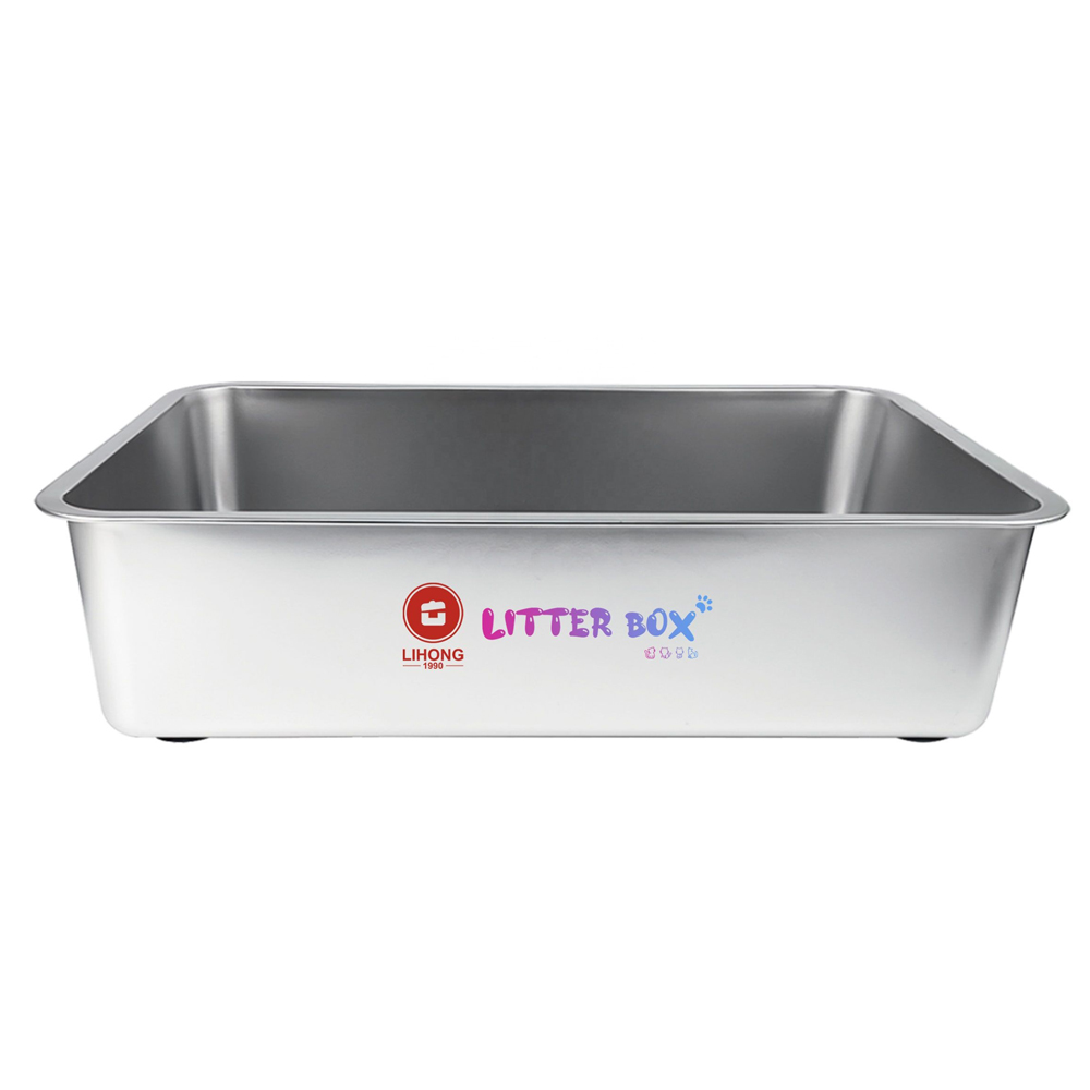 Ikitchen Amazon Hot Sale Large Size Cleaning Cat Litter Box Stainless steel Cat Toilet box Tray Cat Litter Box Metal