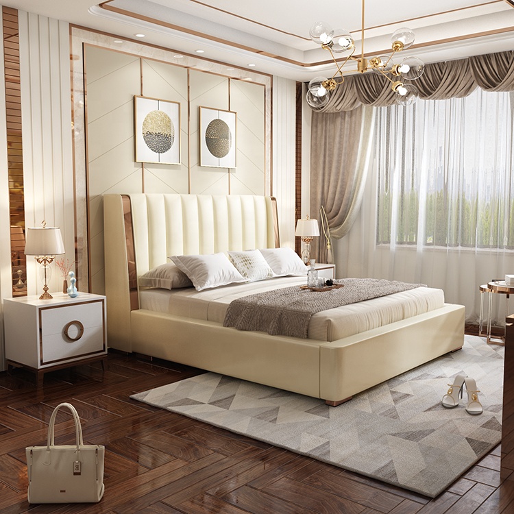 Italian style light luxury high-end custom double bed
