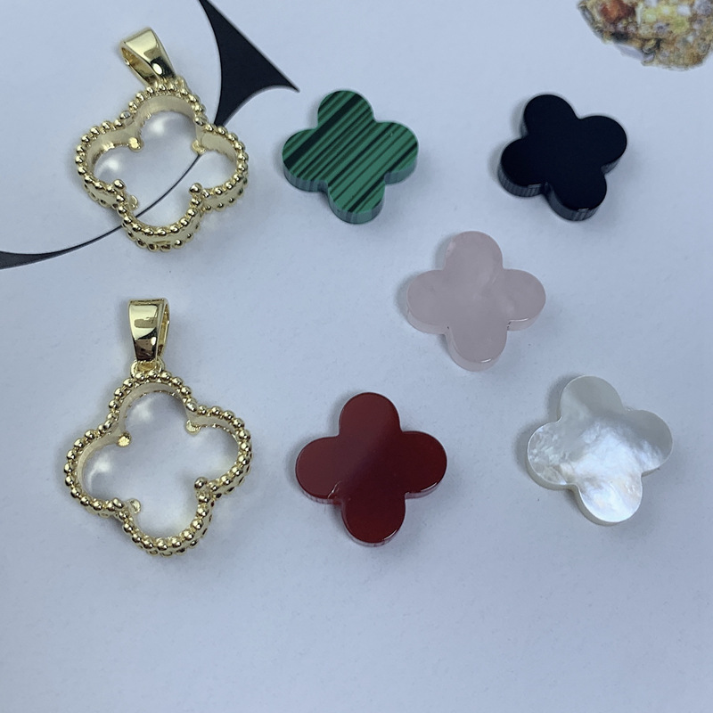Lucky charm10 * 10 мм 13*13 мм агат/белый корпус свободный Клевер натуральный камень