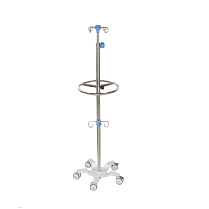 EU-IV519 Stainless steel 4 hooks IV pole stand adjustable height drip stand infusion stand prices