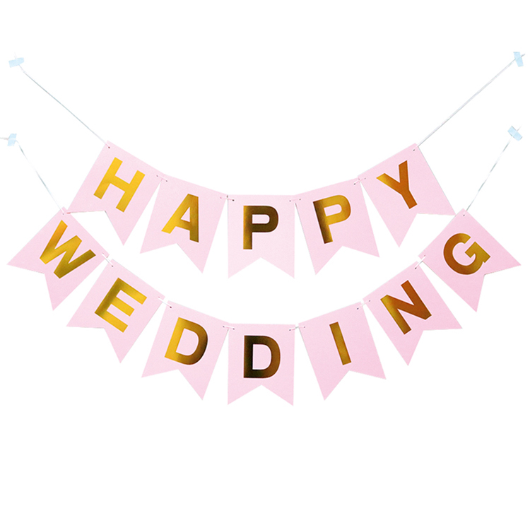 Birthday party decoration happy birthday swallowtail hot stamping flag birthday letter banner fish tail bunting