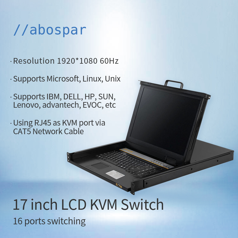 Led kvm-консоль, 16 портов, 17 дюймов, RJ45