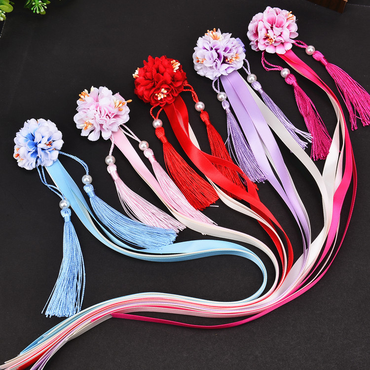 Китайская заколка для волос Hanfu для косплея, заколки для волос с цветами и кисточками, женские модные индивидуальные аксессуары для волос