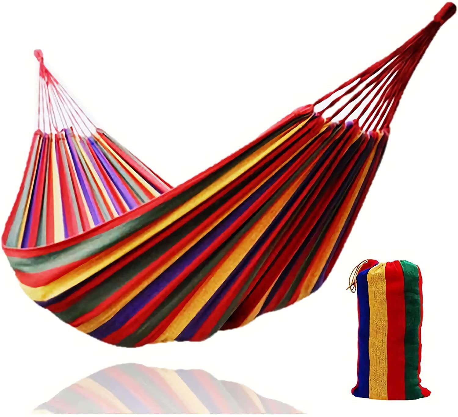 Durable 320G Thickened Canvas Fabric Swing Hammock Upgraded 550lb Single Double Camping Hammock Anti-Roll Adults Outdoors