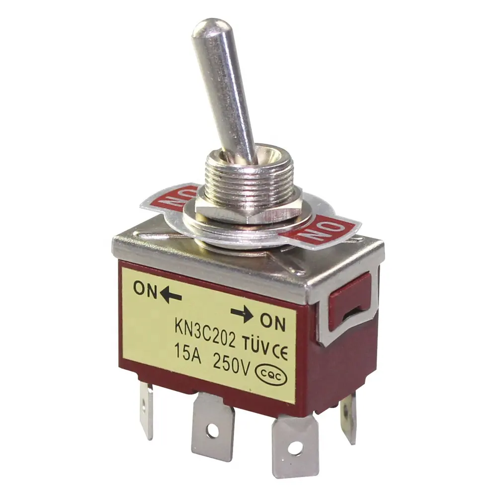 KN3C 12MM 6A ON ON 2-Way Locking 250V DPDT 6P Toggle Switch