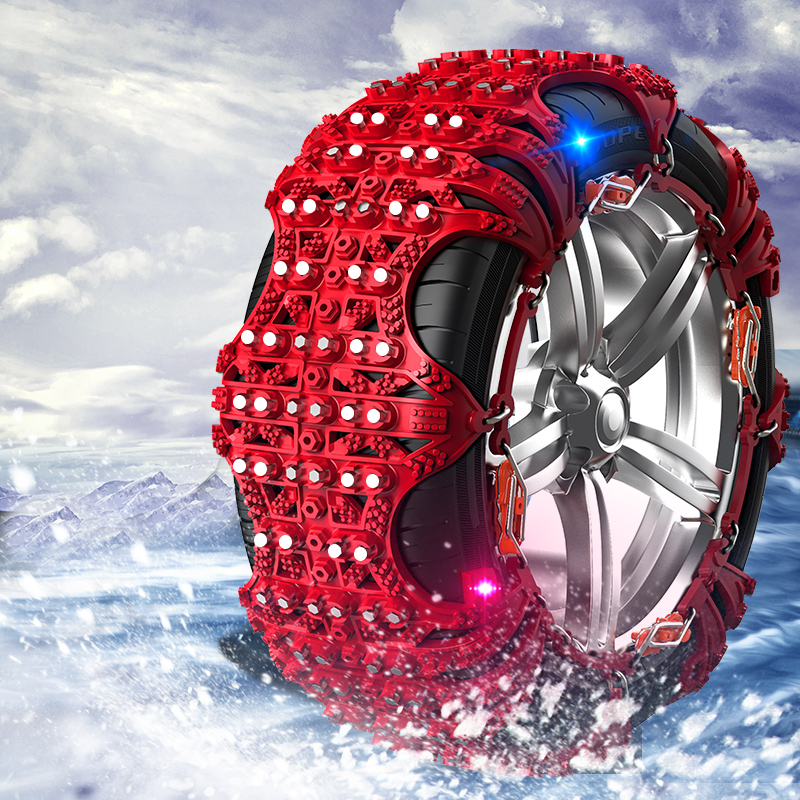 Car Tyre Snow Chains with LED Light Truck Van Vehicle Tire Chain Snow Ice Muddy Road Anti-slip Safe Driving
