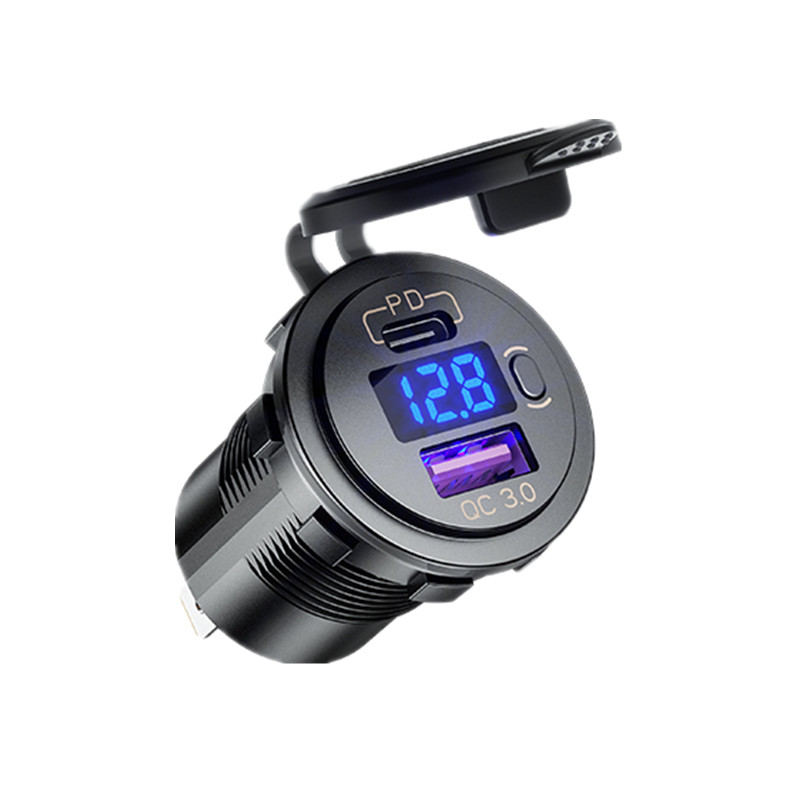 Водонепроницаемый 12V 24V Тип C PD КК 3,0 USB Автомобильное зарядное устройство светодиодный вольтметр адаптер питания