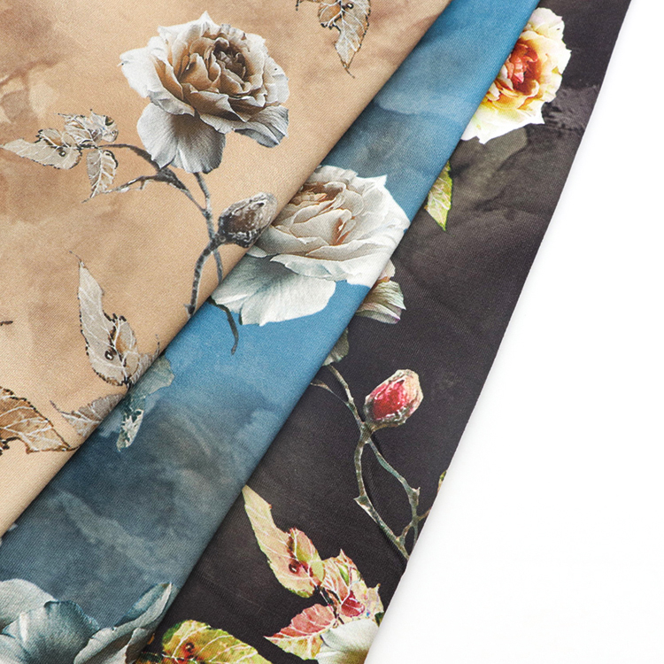 Wholeale eco friendly 160gsm polyester spandex custom knit floral digital printed fabric