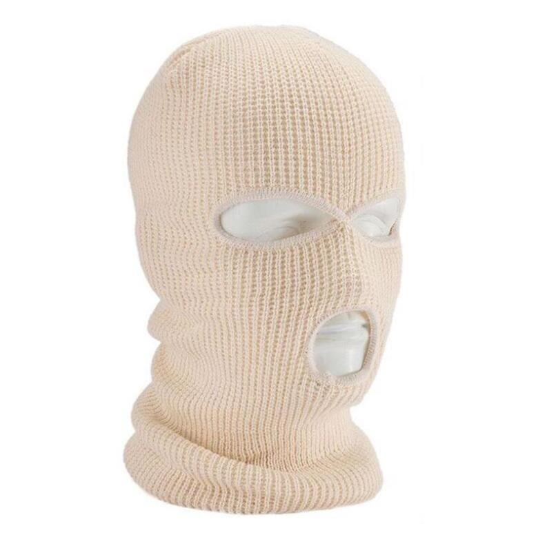 Winter warm Ski mask 3 hole knit windproof skiing Balaclava hat Outdoor Army Tactical CS Full Face Cover Bonnet Beanies
