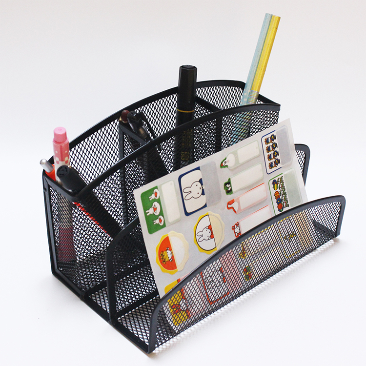 Durable Home School Office Stationery Metal Mesh Multifunctional Display Desk Stand A4 Pen Note File Holder Box