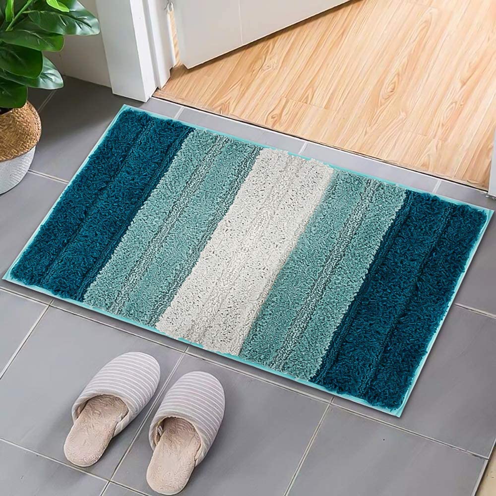 Soft Microfiber Polyester Non-Slip Spa Mat Plush Water Absorbent Accent Rug for Bathroom Vanity Bathtub Shower Machine Washah