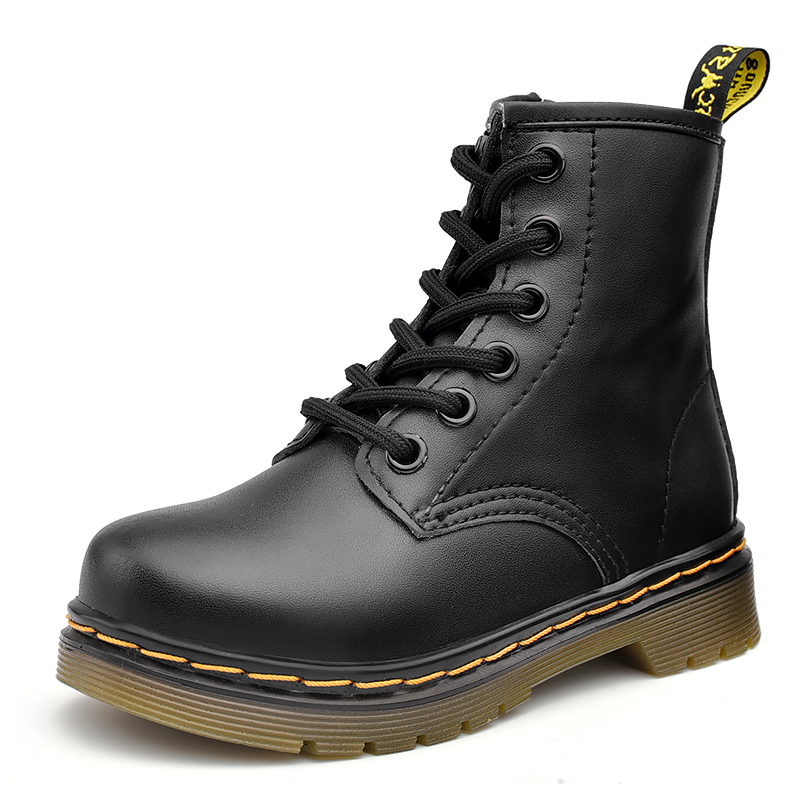 Высококачественные Повседневные детские сапоги Martens, модные кожаные сапоги на подошве из термопластичной резины с круглым носком, сапоги для мальчиков и девочек