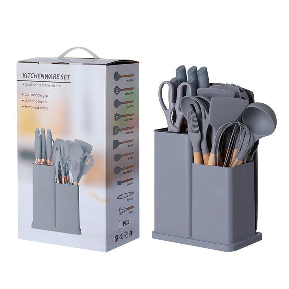 19Pcs Kitchen Utensils Set Silicone Spatula Ladle Cooking Utensil With Holder