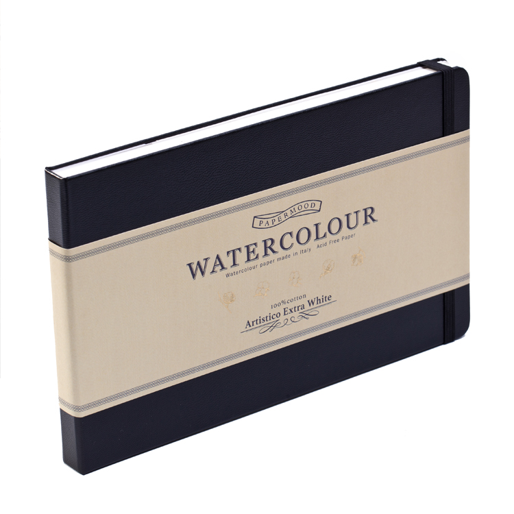 custom hardcover perfect binding genuine leather cover 300g 100% cotton fabriano watercolor paper notebooks