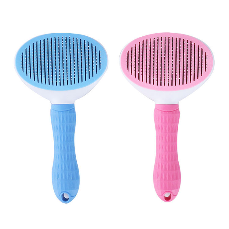 New product arrival Amazon Top Sale Pet Grooming Accessories Manual Press Massage Brush Self-Cleaning Dog Comb