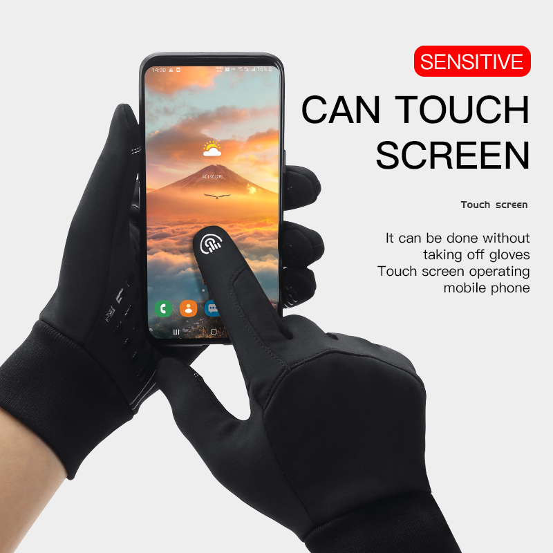 079 Touch Screen Windproof Outdoor Sport Gloves Men Women Winter Gloves Fleece Thermal Warm Running Anti-slip Cycling Gloves