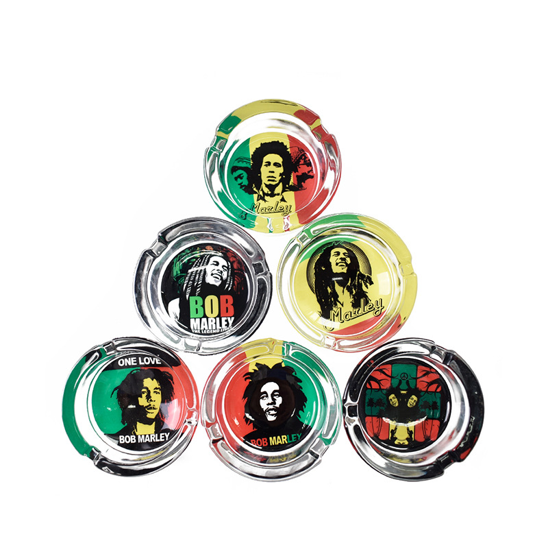 JL-005S стеклянная мультяшная пепельница, портативная пепельница для сигарет ручной работы 85 мм, пепельница с круглым пользовательским логотипом