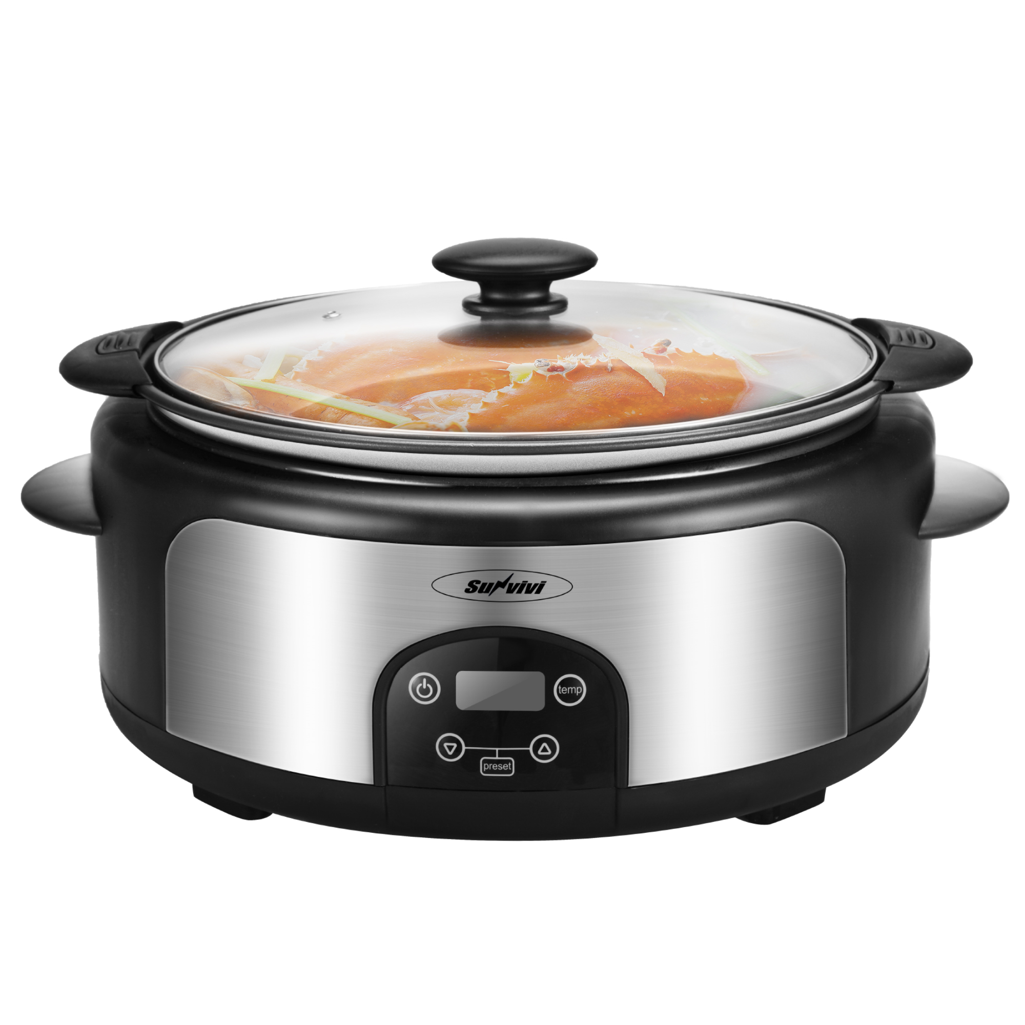 Sunvivi 6-творог Мультиварка с замком крышкой и цифровой программируемый черный мультиварки