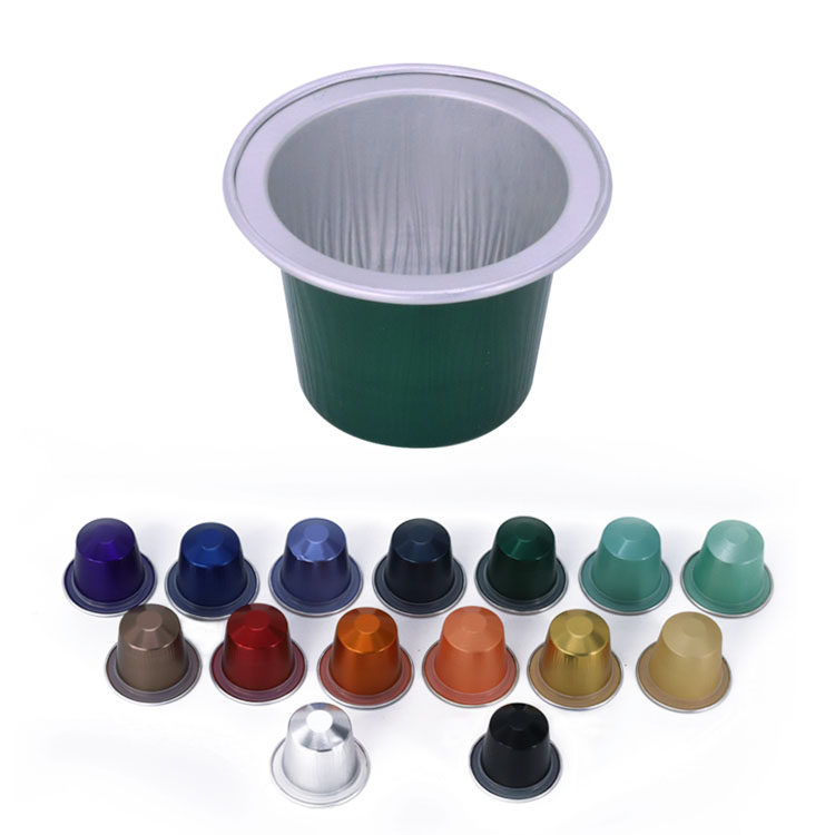 Aluminum nespresso empty capsules In Stock Colorful Nespresso Capsules with foil lids