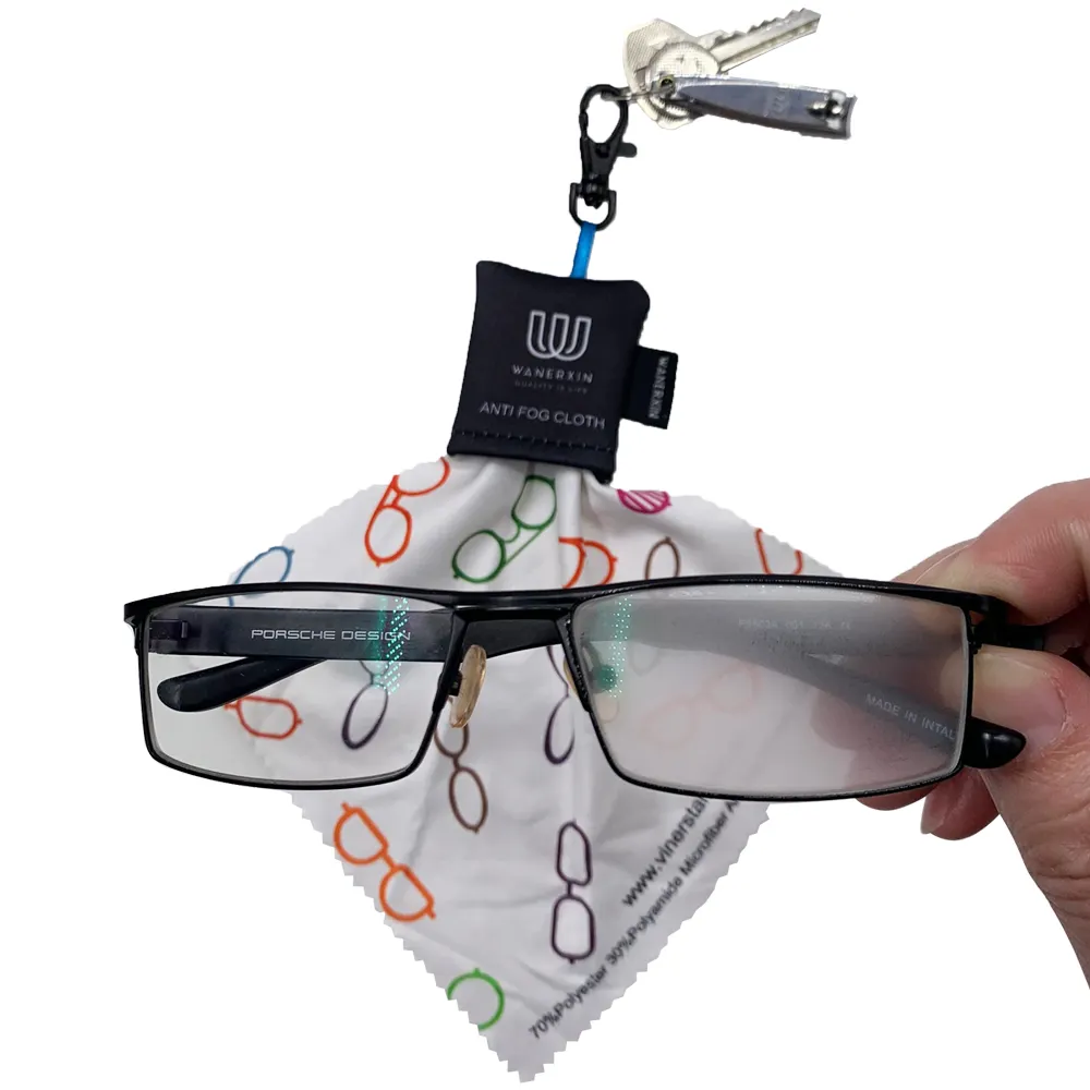 Reusable Anti Fog Cleaning Cloth Anti Fogging Cloth with Keychain for Eyeglasses Sunglasses