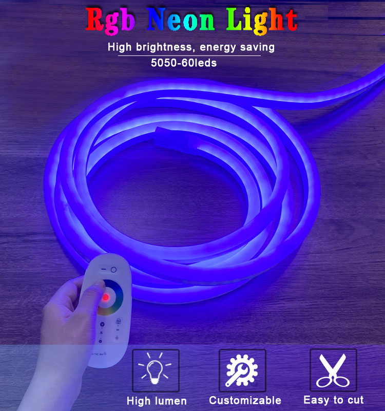 24v SMD 5050 RGB led neon light IP67 PVC 14*26mm led rainbow tube