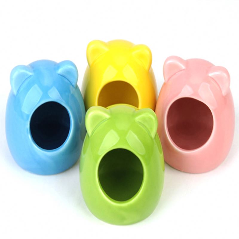 Aquarium Fish Tank Hamster Cute Bear Head Cage Small Pet Ceramic House Sleeping Nest Pet Bed Rat HamsterToys Cage