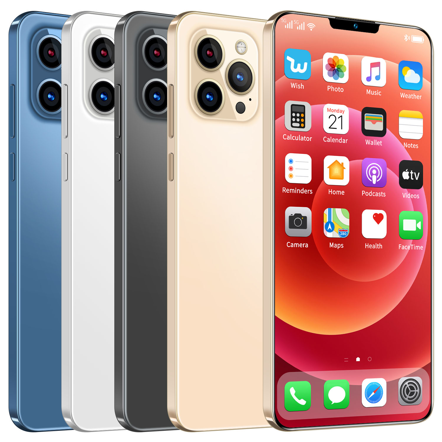 Мобильный телефон Phone12 Pro Max, двойная карта ожидания, сенсорный экран 6,7 дюйма, Android 5g, 12 Гб + 512 Гб