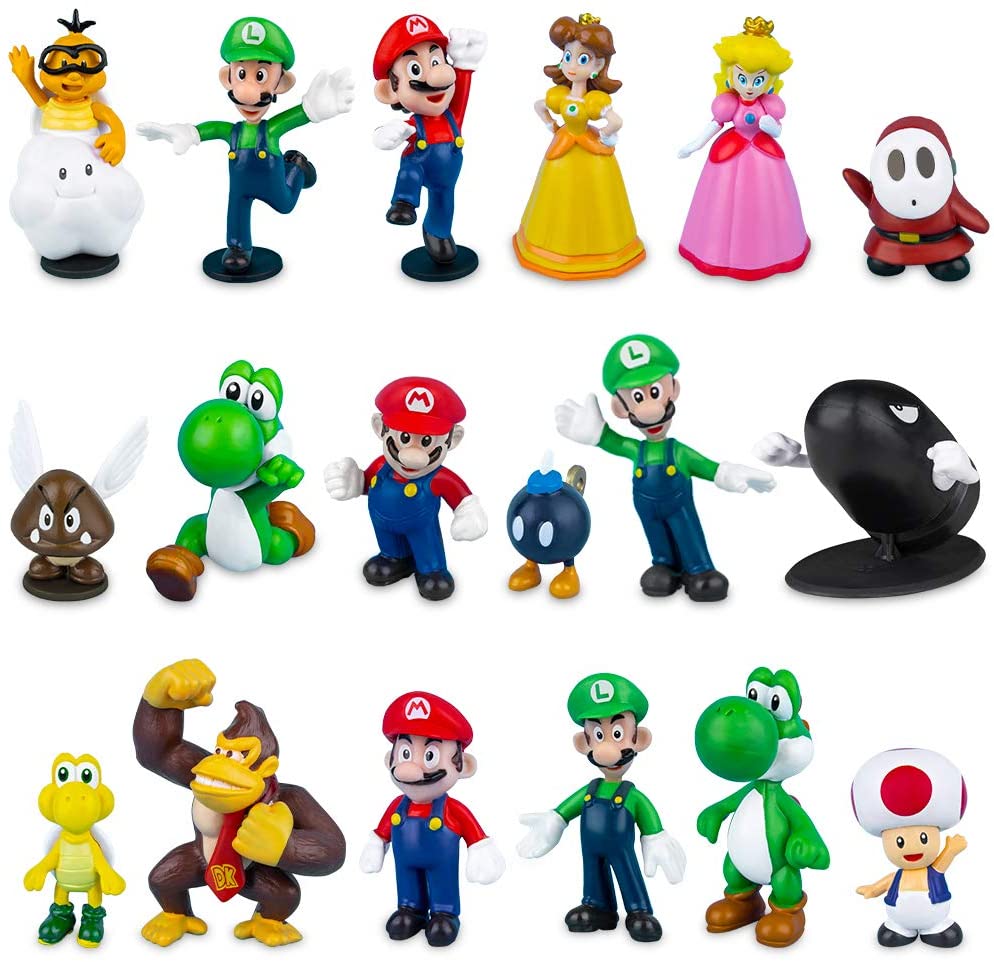 OEM&ODM 18Pcs Super Mario Action Figures Set Mario Cake Toppers Mario Bros Toys Birthday Cake Decorations Party Supplies