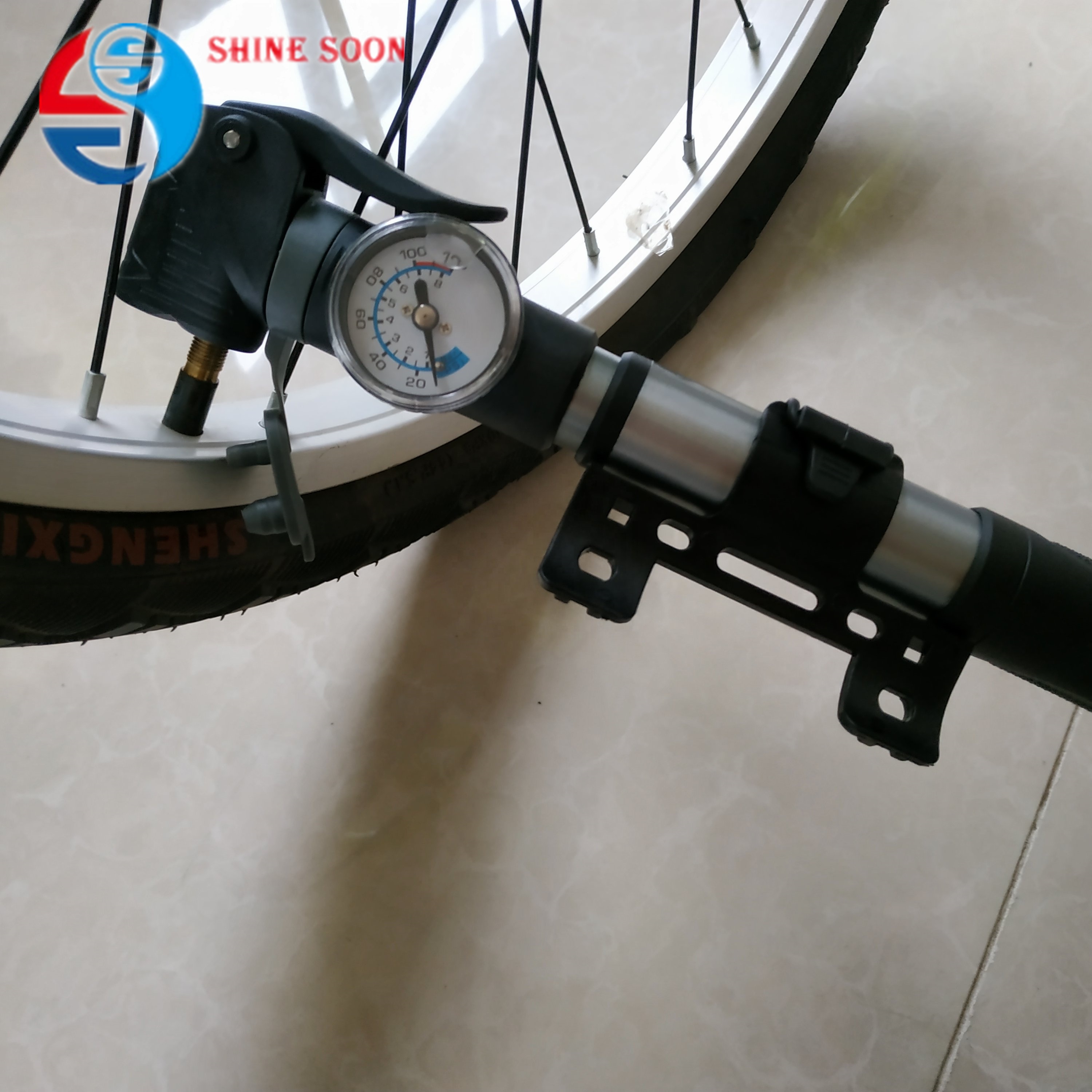 Aluminum Mini air Bike Pump with Gague involve Portable Bicycle Frame Pump