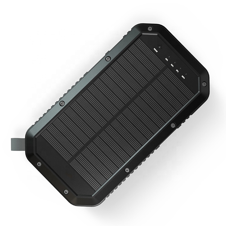 Durable 3 usb solar power banks 20000mah qi wireless charging flashlight