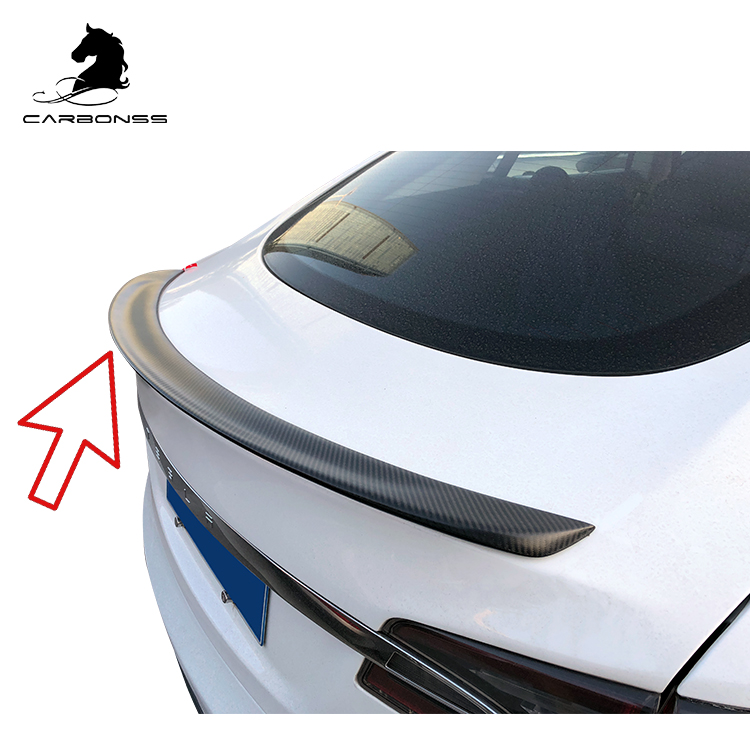 Спойлеры Carboss, карбоновый глянцевый черный Задний спойлер Ducktail для Tesla Model S 2012-2016