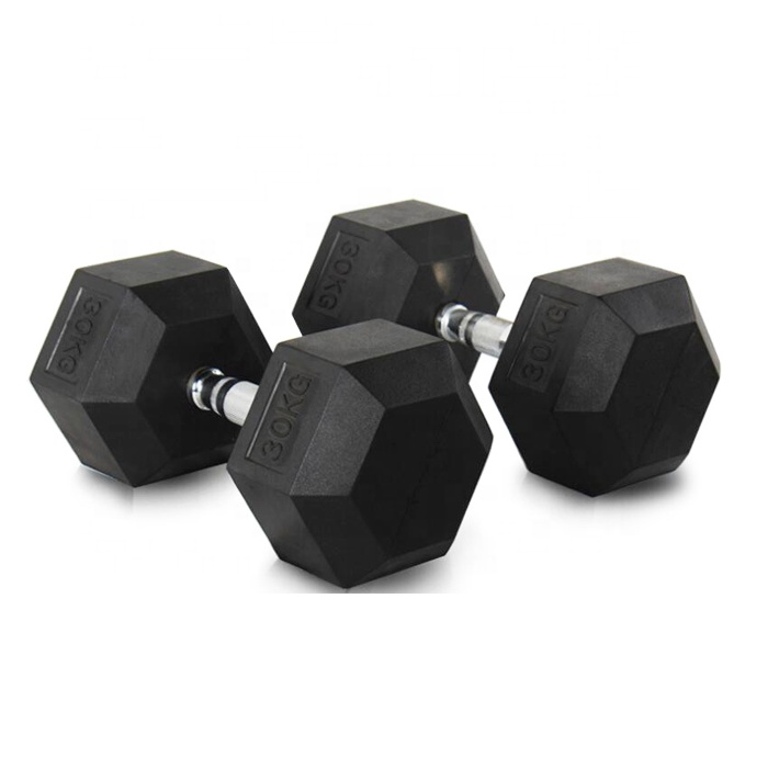 Black Six Angle Rubber Dumbbell Sports Equipment Set