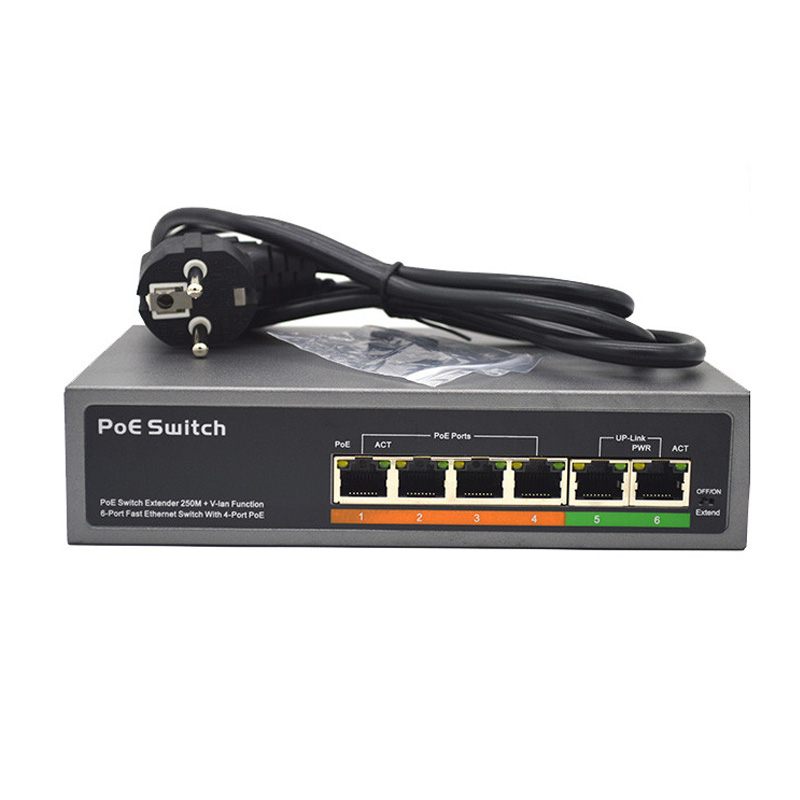Sunsoont 10/100 Мбит сетевой коммутатор 4 POE порта и 2 канала связи Ethernet поддерживаются расширенные 48V коммутатор питания через Ethernet
