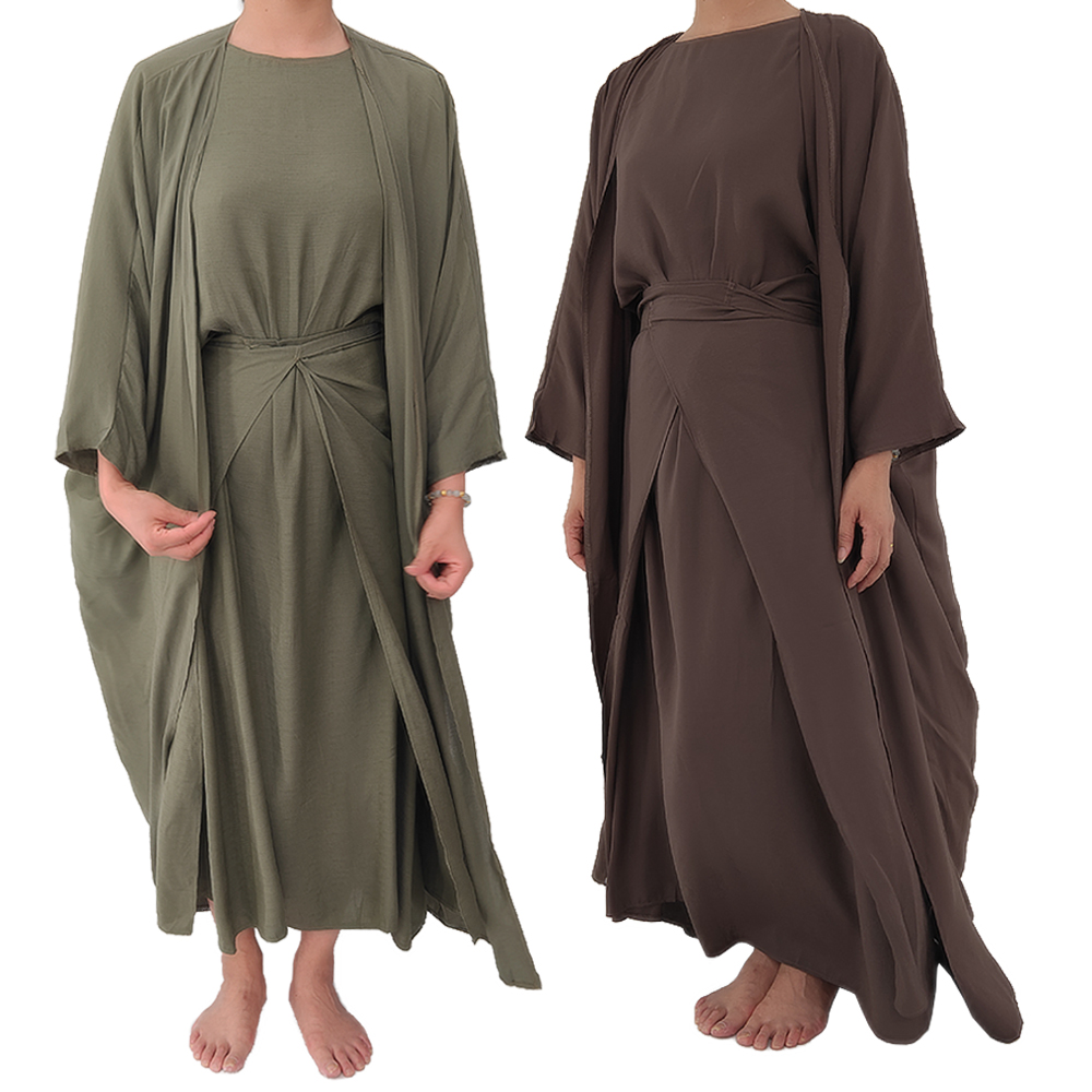 Ethnic Clothing Modest Khimar Hijab Abaya Dress 3 Piece Set Fashion Women's Loose Robe Kaftan Islamic Islamic Muslim clothing