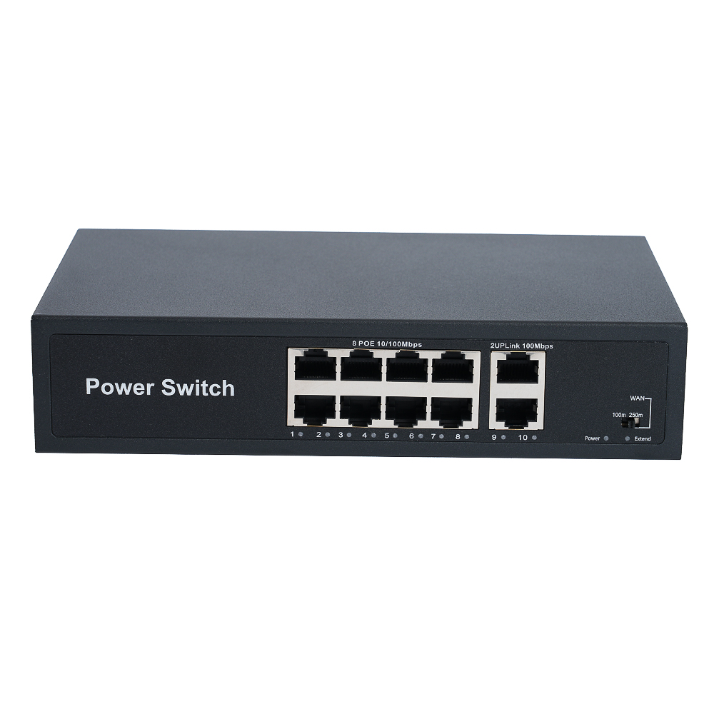 Высокое качество 8 портов PoE коммутатор 2 RJ45 порты восходящей линии связи 120 Вт мощность неуправляемый Realtek PoE коммутатор