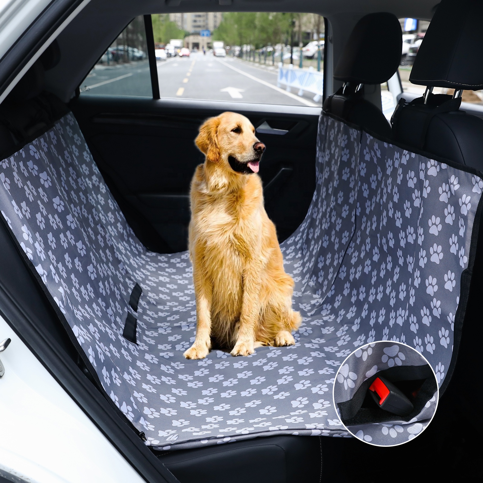 Waterproof Dog Seat Cover with Side Flaps Design Pet Car Hammock Scratch-proof Easy Clean Portable for Car Dog Car Seat Cover