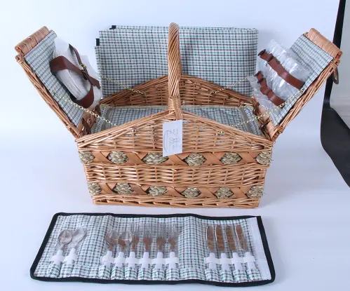 Hot Selling Wicker Picnic Basket With Double Door Storage Picnic Basket