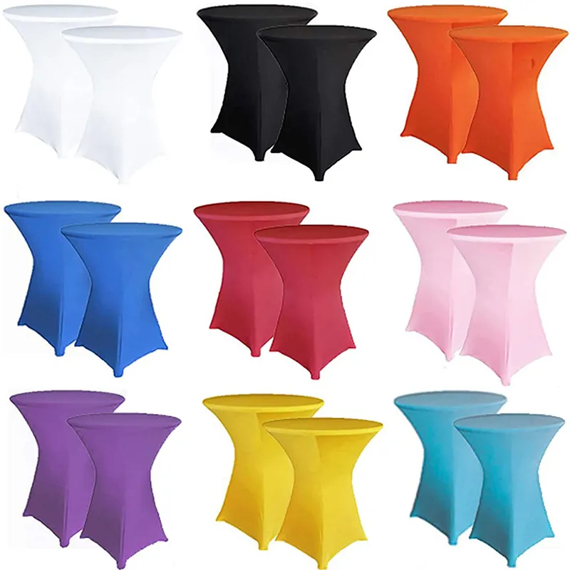 Wholesale Cheap Spandex Bistro Cocktail Bar Table Cover With Top Cover Stretch Tablecloths For Wedding Party Folding Table