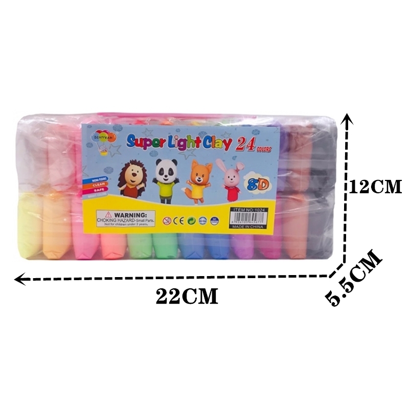 24 colors Ultra Light and No Toxic Modeling Clay Kit Air Dry Clay DIY Creative Polymer Clay with Sculpting Tools