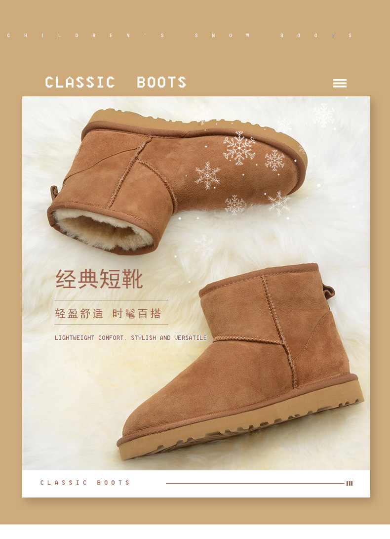 Wholesale Fashion Genuine Leather Ladies Sheepskin Winter Women Snow Shoes Lamb Wool Fur Boots