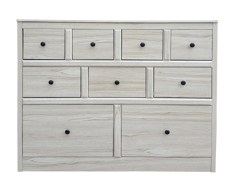 Premium Grade MDF Melamine Antique Design Chest Drawers of 9 for Bedroom Living Room
