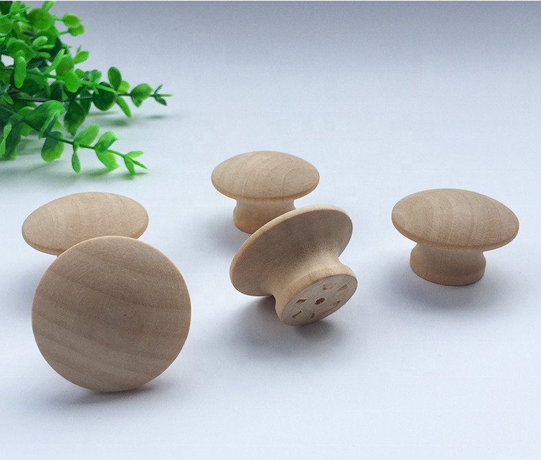 Custom Round Wooden Knob Pull Handle For Cupboard Drawer Wardrobe Door Cabinet