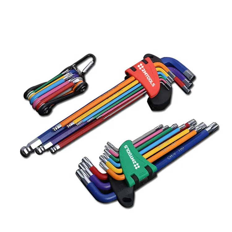 9pcs Durable Color Hex L-Wrench Tools Kit Metric, Imperial, Torx  long arm ball end hex key allen wrench set