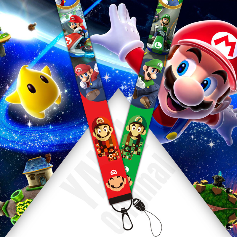 Нашейный ремешок с героями мультфильма Super mario, шнурки для ID, держатель для карт, брелок для мобильного телефона, подарочное ожерелье