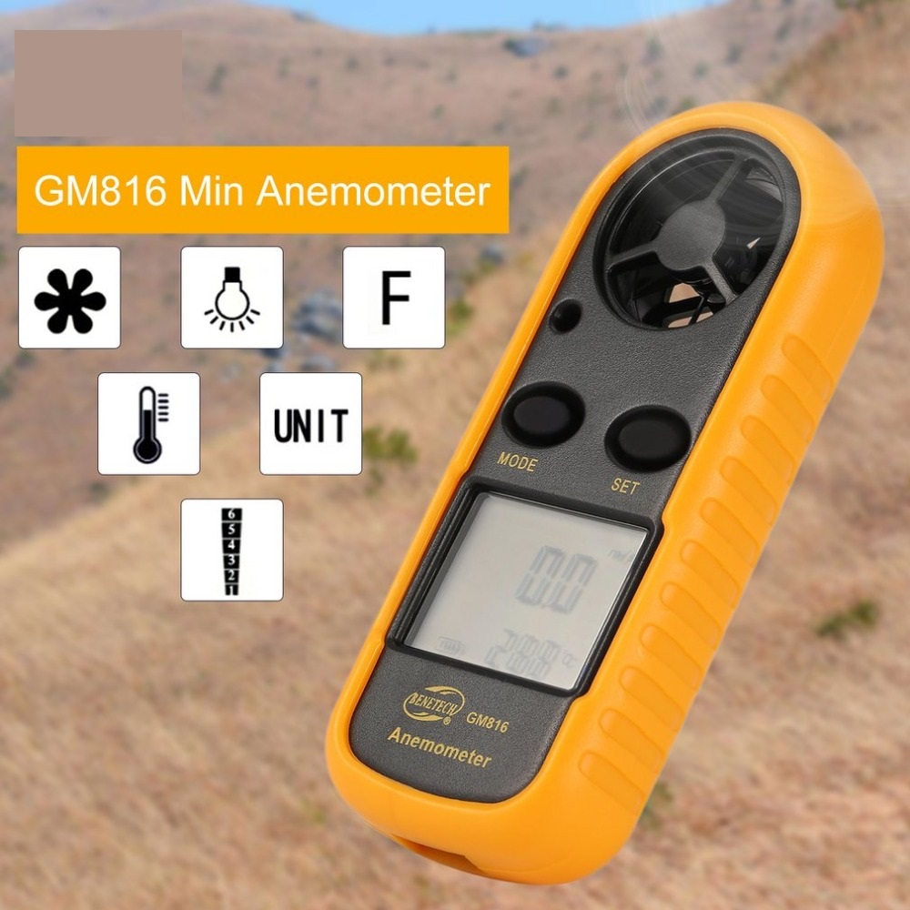 Цифровой анемометр GM816 0-30 м/с, ручной измеритель скорости ветра