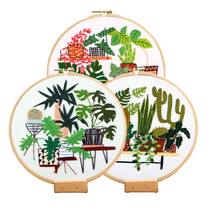 Cactus DIY Embroidery Kit Nordic Plants Needlework Craft Cross Stitch Art Wall Embroidery Painting Home Accessories